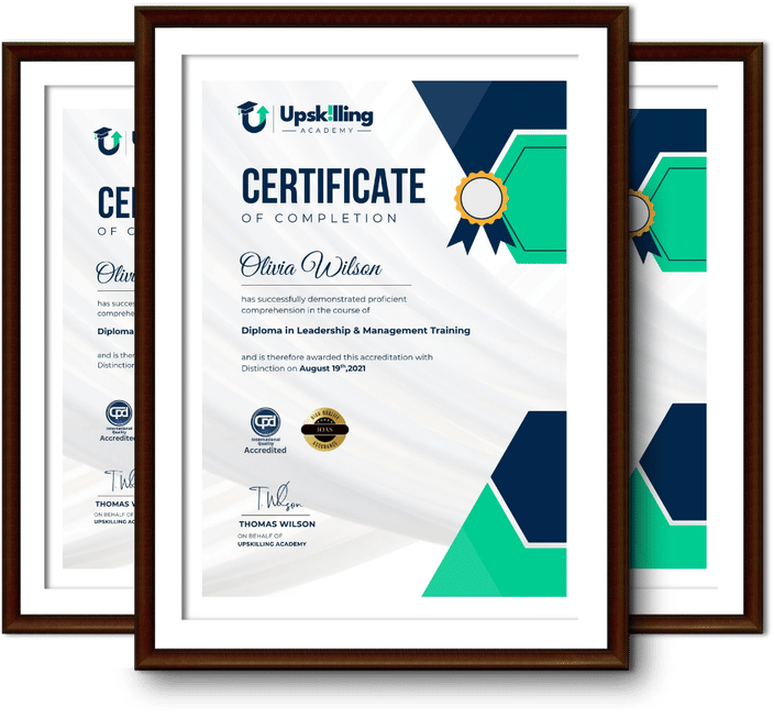 Framed Upskilling Academy certificates of completion